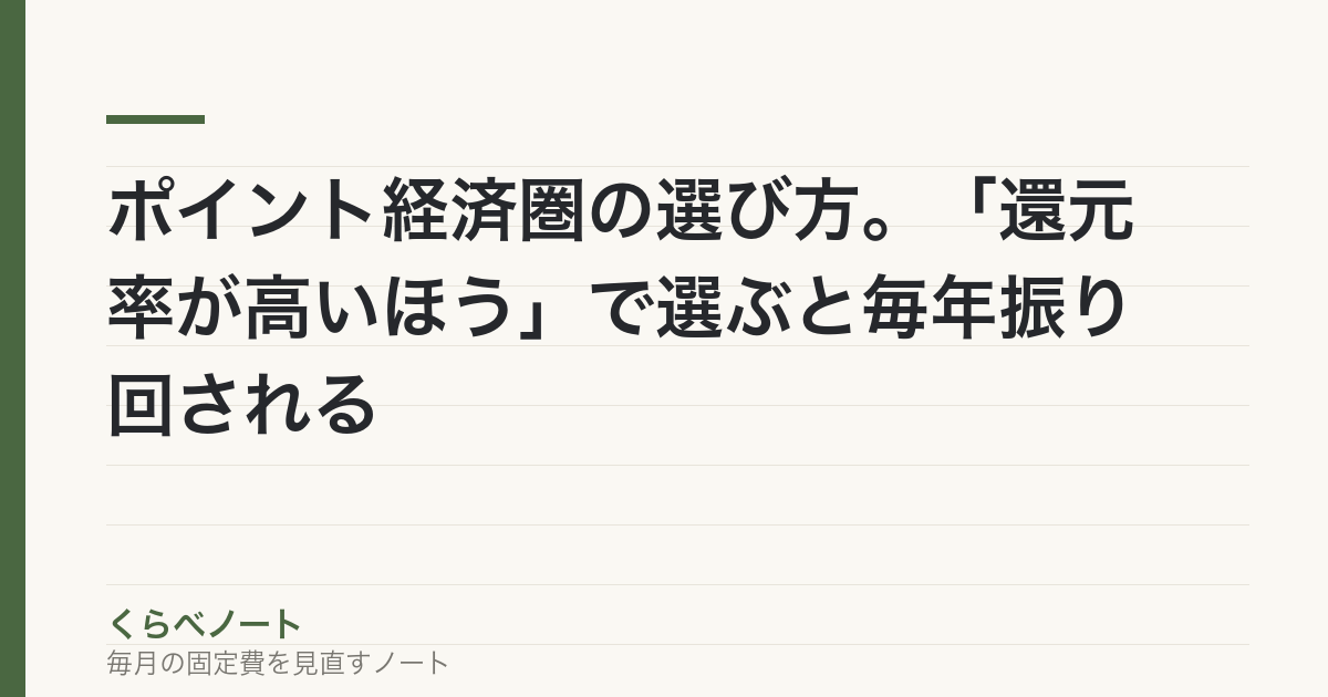 ポイント経済圏の選び方。「還元率が高いほう」で選ぶと毎年振り回される の記事アイキャッチ画像
